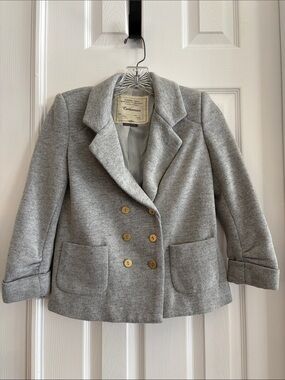 Cartonnier Anthropologie gray wool blend double breasted blazer jacket  XS